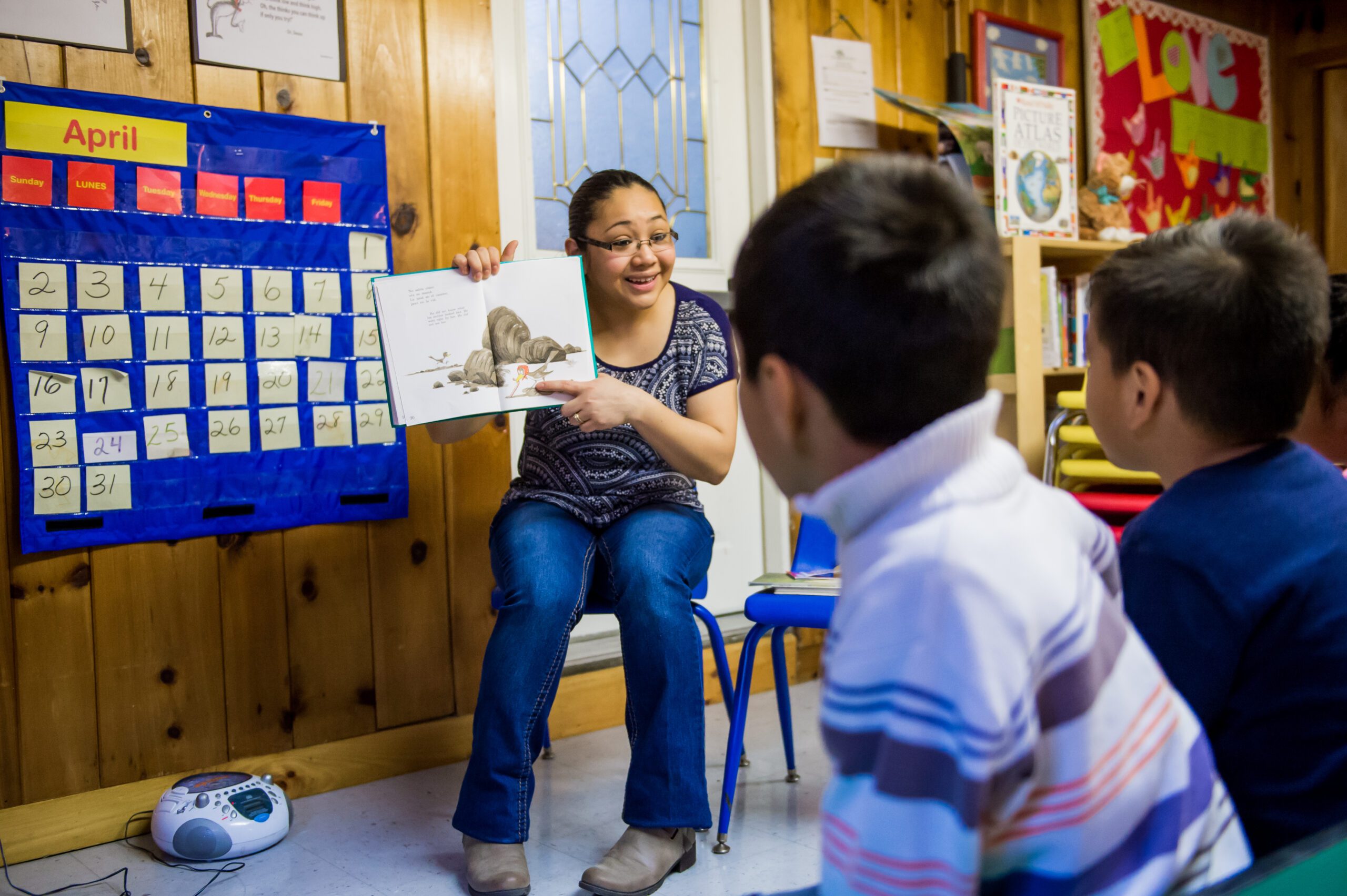 women reading to children